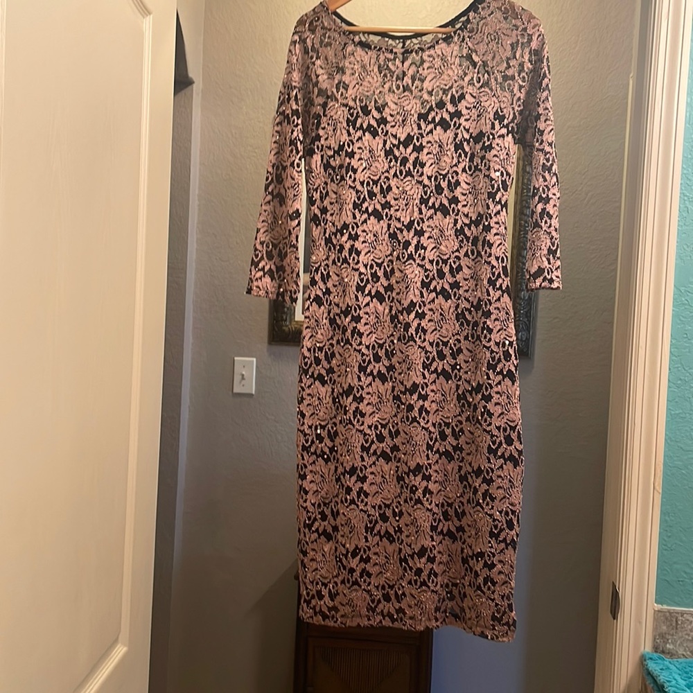 Rose pink & Black dress with sequins